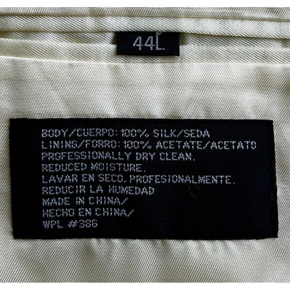 Haggar Black Label Blazer Mens 44L Beige 100% Silk Herringbone Sport Coat Luxury - Picture 7 of 9